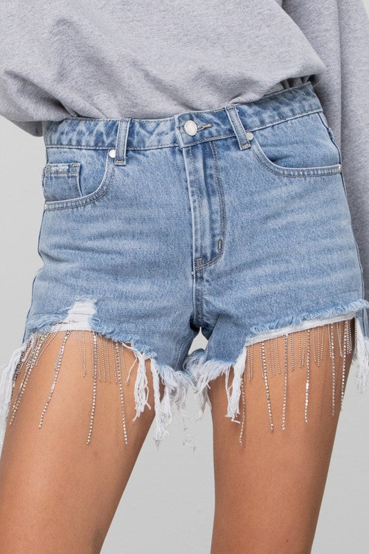 RHINESTONE PREMIUM DENIM SHORTS