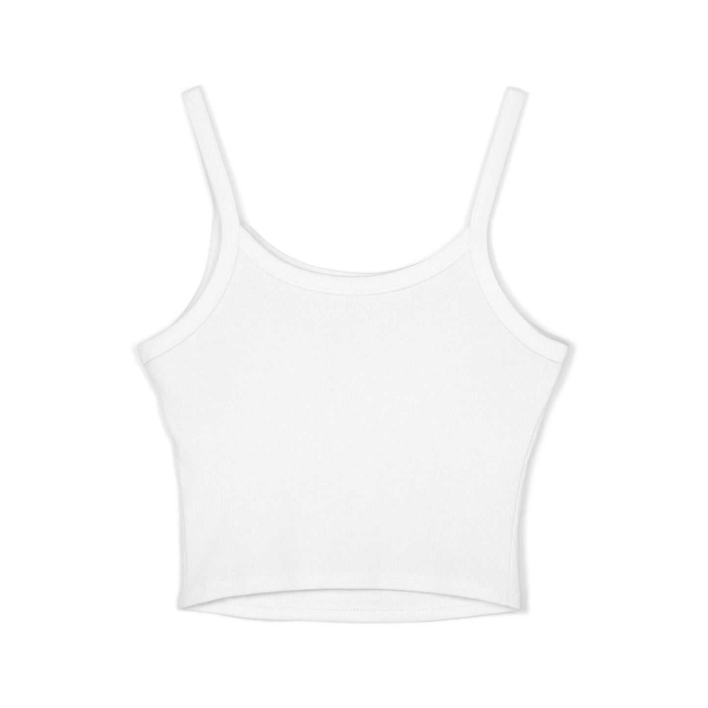 Spaghetti Tank — "Shaking = Working (I think)" Feminine Graphic Crop Top