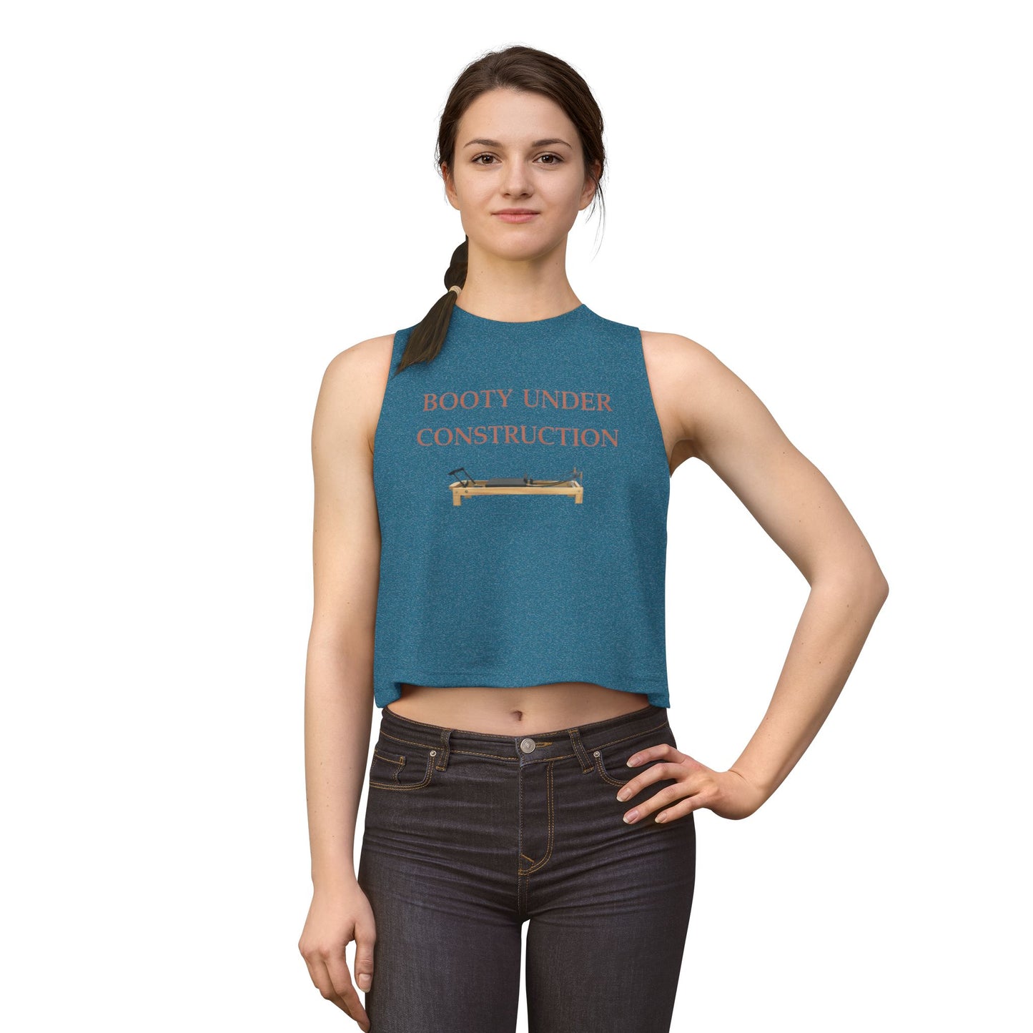 Women’s Crop Top — “Booty Under Construction” Fitness Tank Top