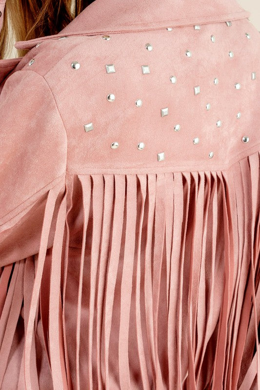 Studded Fringe Open Western Jacket