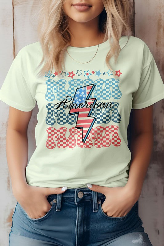 American Mama Retro, 4th of July Graphic Tee