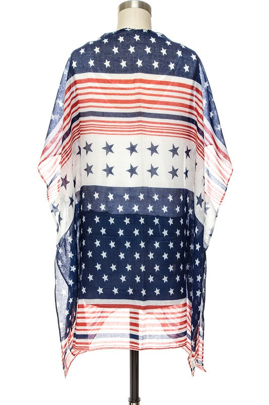 Americana Star Printed Kimono Cardigan