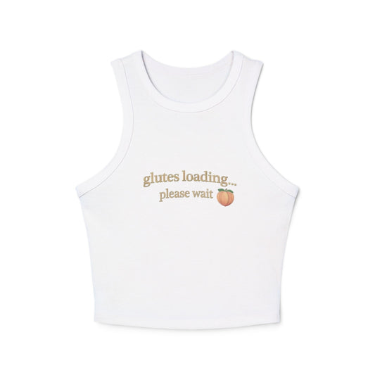 Women's Racer Tank Top — "Status Loading... Please Wait" Peach Graphic