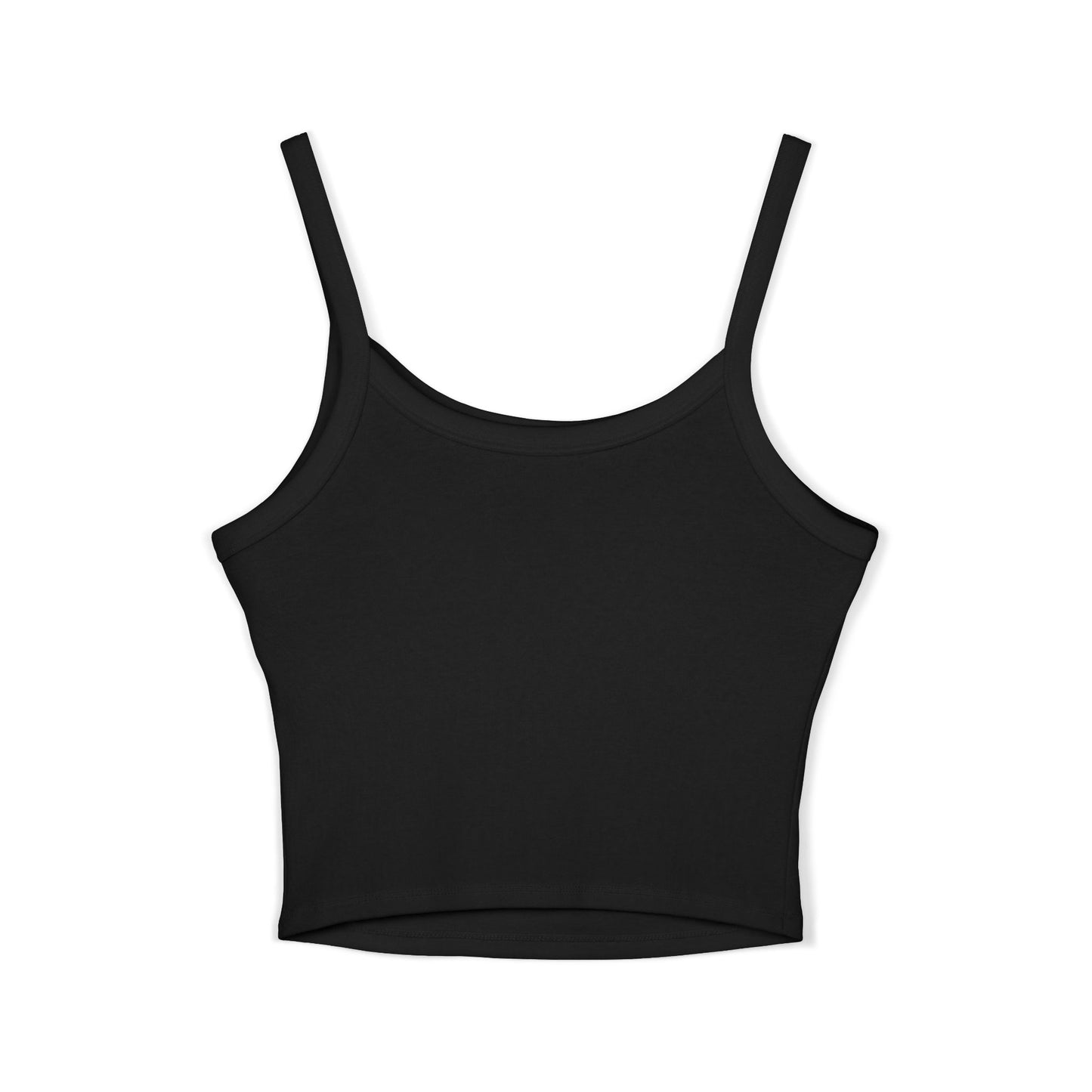 Spaghetti Tank — "Shaking = Working (I think)" Feminine Graphic Crop Top