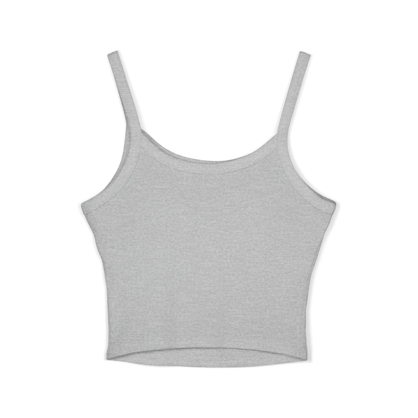 Spaghetti Tank — "Shaking = Working (I think)" Feminine Graphic Crop Top